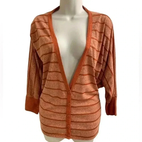 Decree Red Striped Dolman Boho Lightweight Cardigan Top - Picture 1 of 7
